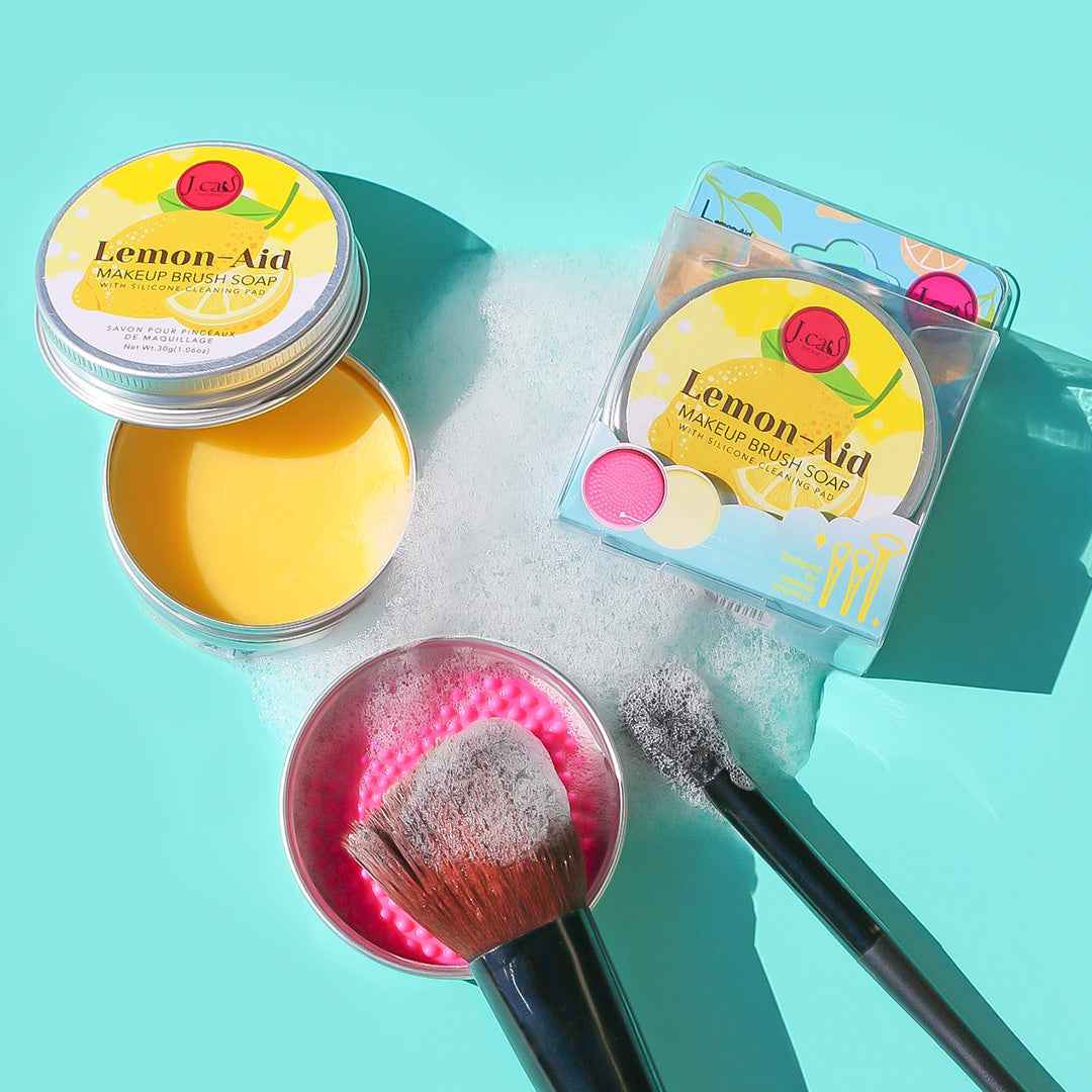 Jabón para brochas de maquillaje Lemon-Aid con almohadilla de limpieza de silicona
