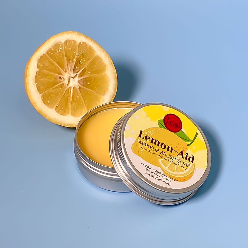 Jabón para brochas de maquillaje Lemon-Aid con almohadilla de limpieza de silicona